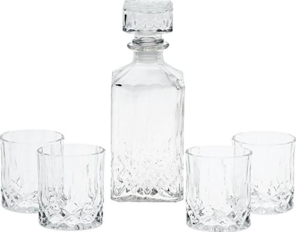 Excellent Houseware Whiskykaraffel og tumbler i glass 900 ml + 4 x 230 ml 5 stk.