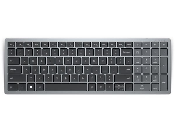 Dell KB740 - Tastatur - kompakt, multi-enhet - trådløs - 2.4 GHz, Bluetooth 5.0 - QWERTY - Pan Nordic - titangrå - med 3 years NBD Advance Exchange