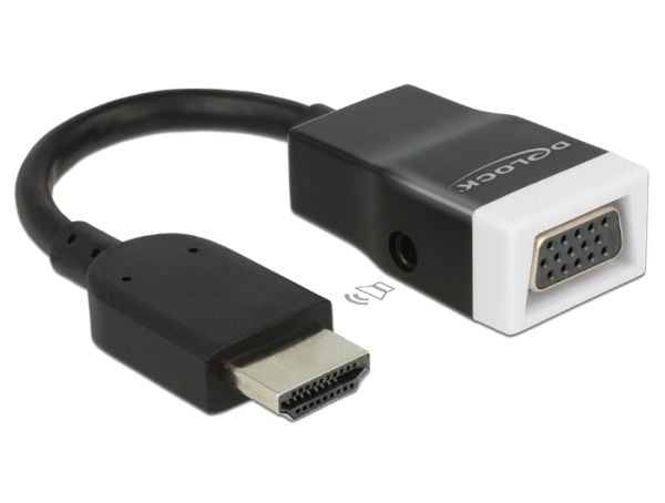 Delock Adapter HDMI-A male > VGA female with Audio - Videokonverter - HDMI - VGA - svart, hvit - løsvekt