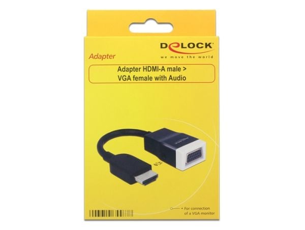 Delock Adapter HDMI-A male > VGA female with Audio - Videokonverter - HDMI - VGA - svart, hvit - løsvekt