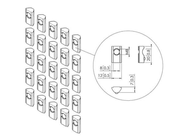 Vogel's Pro PFA 9149 T-slot nuts, 25 pieces