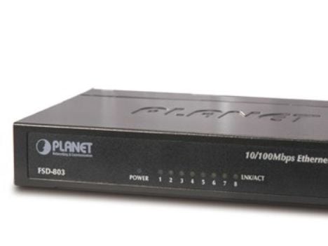 PLANET FSD-803, Fast Ethernet (10/100), Täysin kaksipuolinen, Seinäkiinnitteinen