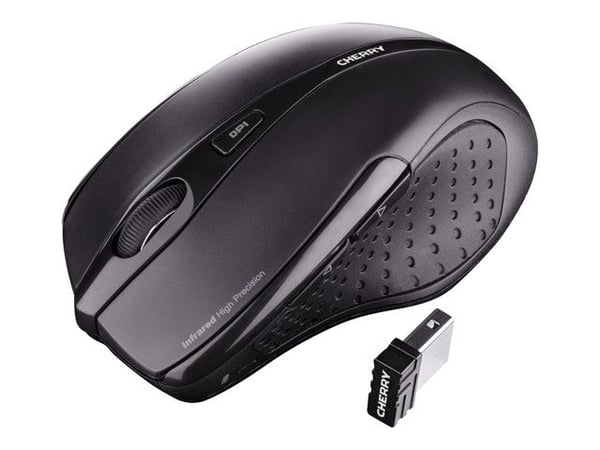 CHERRY MW 3000 - Mus - högerhänt - infraröd - 5 knappar - trådlös - 2.4 GHz - trådlös USB-mottagare - svart