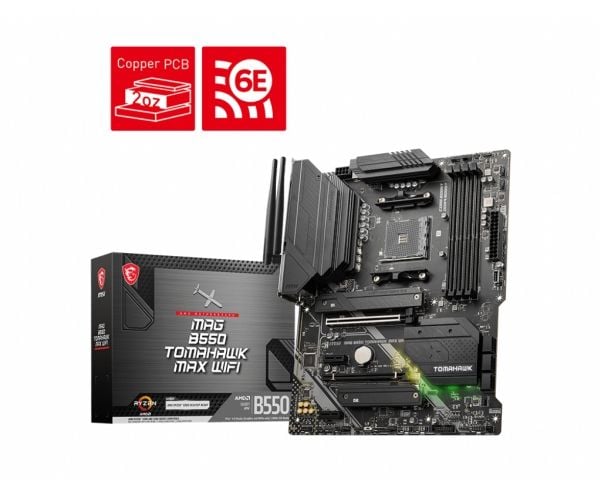 MSI MAG B550 TOMAHAWK MAX WIFI - Hovedkort - ATX - Socket AM4 - AMD B550 Chipset - USB-C 3.2 Gen2, USB-C 3.2 Gen 1, USB 3.2 Gen 2, USB 3.2 Gen 1 - ...