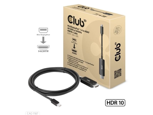 CLUB3D CAC-1187, 1,8 m, Mini DisplayPort, HDMI, Uros, Uros, Suora