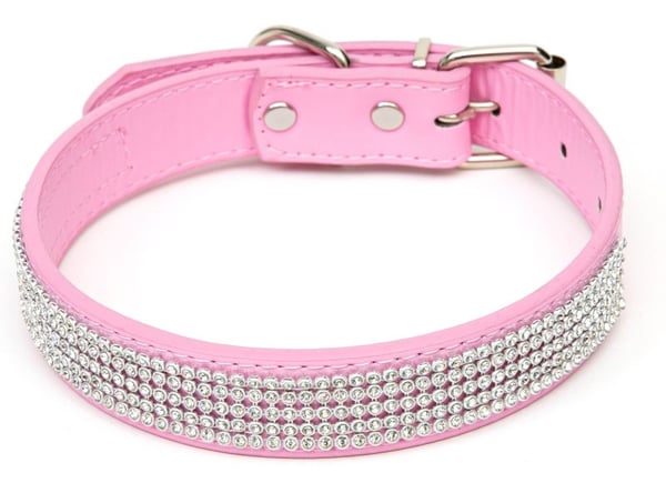 Paw Love - hundhalsband med strass (Large) - Rosa