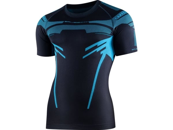 Brubeck SS13700 herre T-skjorte DRY kortermet grafitt/blå L