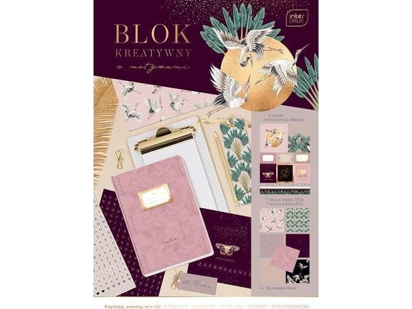 Interdruk kreativblokk med klistremerker A4/14K 80/170 g sateng