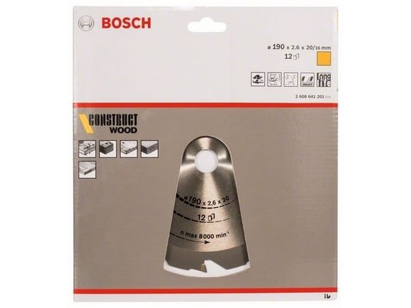 Bosch RUNDSAVKL CONSTRUCT 12T Ø190X2,6X20/16MM
