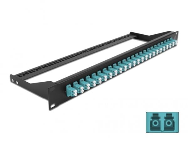 Delock - Koblingspanel - rackmonterbar - LC Duplex MM X 24 - svart, akvamarin - 1U - 19"