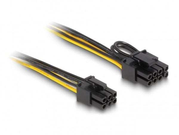 Delock - Strømkabel - 6-pins PCIe-strøm (hann) til 8-pins PCIe-strøm (hann) - 50 cm