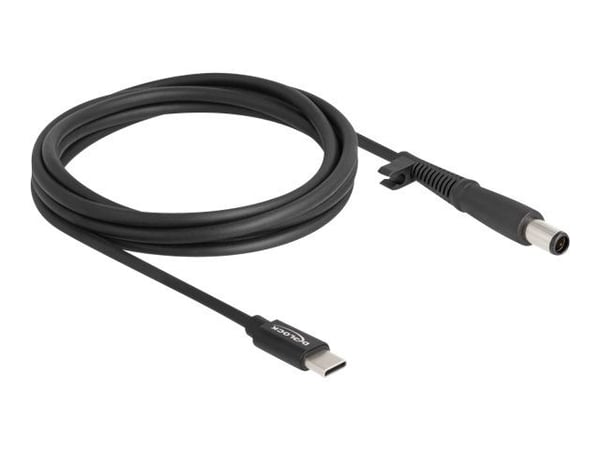 Delock - Strømkabel - 24 pin USB-C (hann) til 7,4 x 5,0 mm DC-jakk (hann) - 20 V - 3 A - 1.5 m - svart