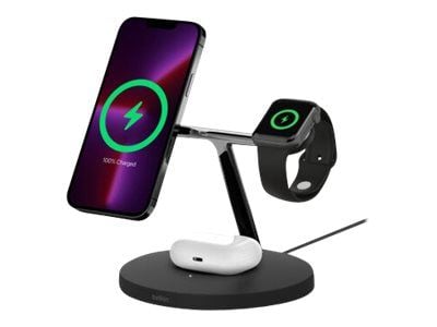 Belkin BoostCharge Pro - Trådløst ladestativ - med MagSafe + AC-strømadapter - 15 watt - Fast Charge - svart