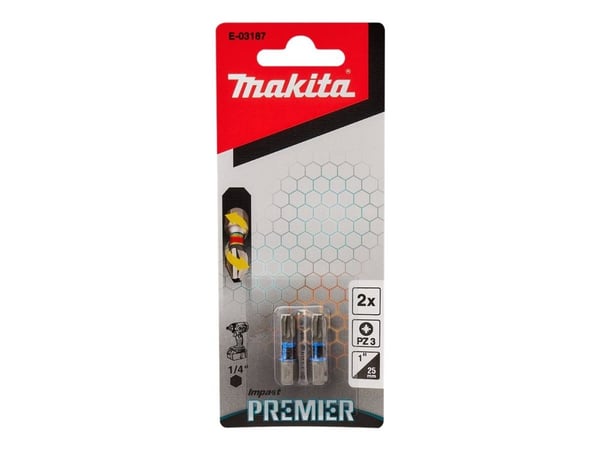 Makita Impact Premier - Spiss for skrutrekker - 2 deler - pozidriv - PZ3 - heksagonal - lengde: 25 mm