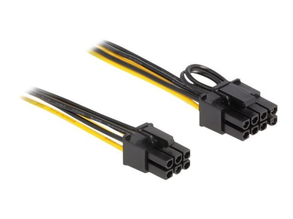 Delock - Strømkabel - 6-pins PCIe-strøm (hann) til 8-pins PCIe-strøm (hann) - 50 cm