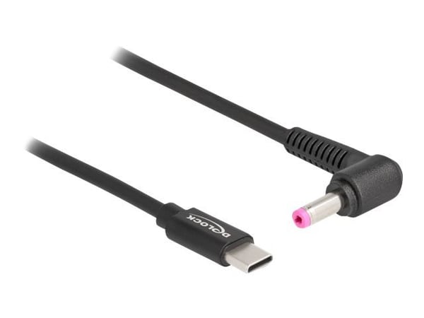 Delock - Strømkabel - 24 pin USB-C (hann) til 4,8 x 1,7 mm DC-jakk (hann) - 20 V - 3 A - 1.5 m - svart