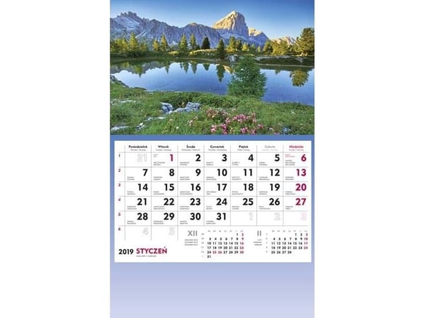 VEGGKALENDER 1M-C/KAR.T-107S-2 LANDSKAP SJØ/FJELL 310X482MM