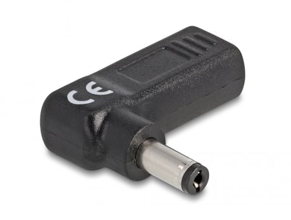 Delock - Strømadapter - USB-C (hunn) til 5,5 x 2,1 mm DC-jakk (hann) - 19 V - 3 A - vinklet - svart