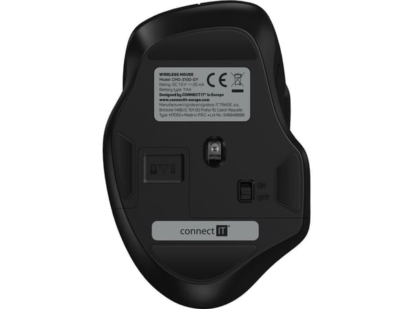 Connect IT Dual SmartSwitch, Høyre hendt, Optisk, RF Wireless + USB Type-A, 1600 DPI, Grå
