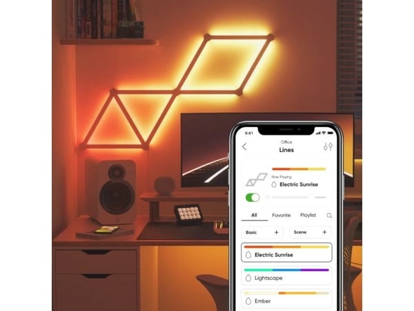 Nanoleaf Lines Starter Kit - Trådløst lyssett - LED x 9 - 2 W - klasse G - RGBW-lys - 1200-6500 K