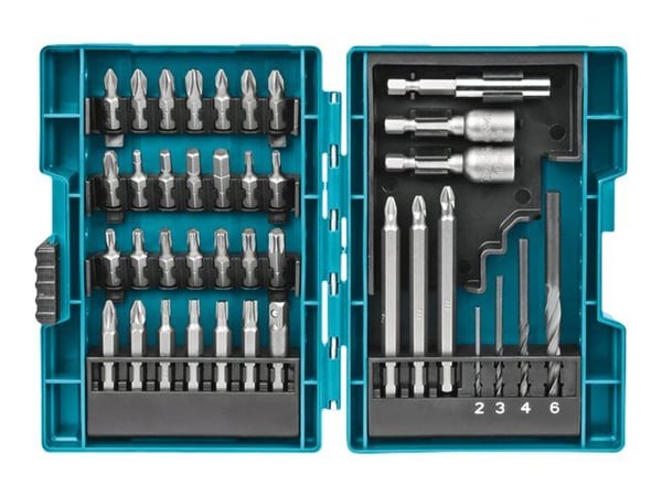 Makita - Skrutrekker, drill og koppnøkkelsett - 38 deler - 6 mm, 8 mm, 10 mm, 4 mm, 3 mm, 2 mm - torx, phillips, pozidriv, hex - lengde: 50 mm, 25 ...