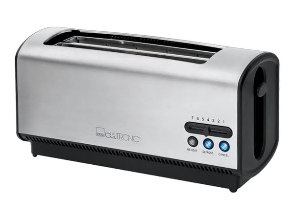 Clatronic TA 3687 - Brødrister - 4 skive - 2 Spor - rustfritt stål / svart