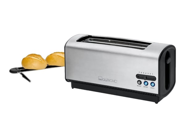 Clatronic TA 3687 - Brødrister - 4 skive - 2 Spor - rustfritt stål / svart