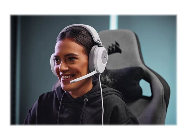 CORSAIR Gaming HS65 SURROUND - Hodesett - full størrelse - kablet - 3,5 mm jakk - hvit