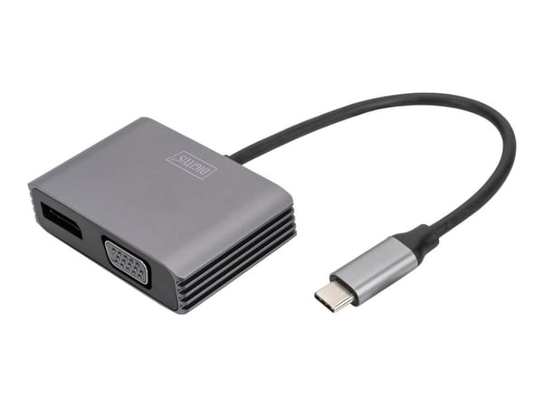 DIGITUS DA-70827 - Video adapter - USB-C (hann) til DisplayPort, VGA Adapter (hunn) - 20 cm - USB-strøm, støtter 21:9 kinosideforhold, 4K 30Hz støt...