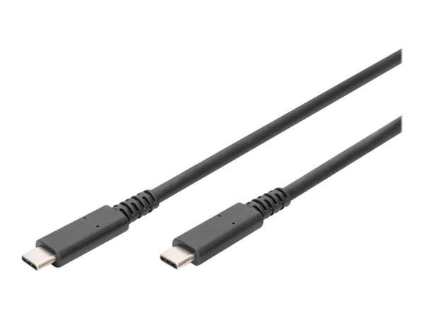 DIGITUS - USB-kabel - USB-C (hann) til USB-C (hann) - Thunderbolt 3 / USB 2.0 / USB 3.0 / USB 3.1 - 1 m - 8 K 60 Hz (7680 x 4320) støtte, 4K 60Hz (...