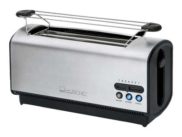 Clatronic TA 3687 - Brødrister - 4 skive - 2 Spor - rustfritt stål / svart