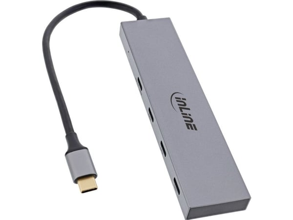 InLine 35392B, USB 2.0 Type-C, USB 3.2 Gen 2 (3.1 Gen 2) Type-C, 10000 Mbit/s, Grå, Aluminium, 100 W