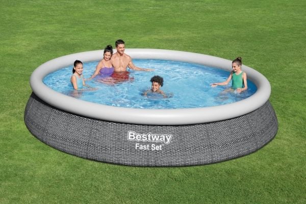 Bestway Fast Set 57313, 9677 l, Innrammet basseng, Grå, 22,4 kg