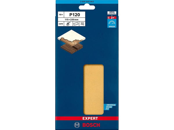 Bosch Expert C470 pussesandpapir, 115 x 280 mm, K120 (10 stk, for eksenterslipere)