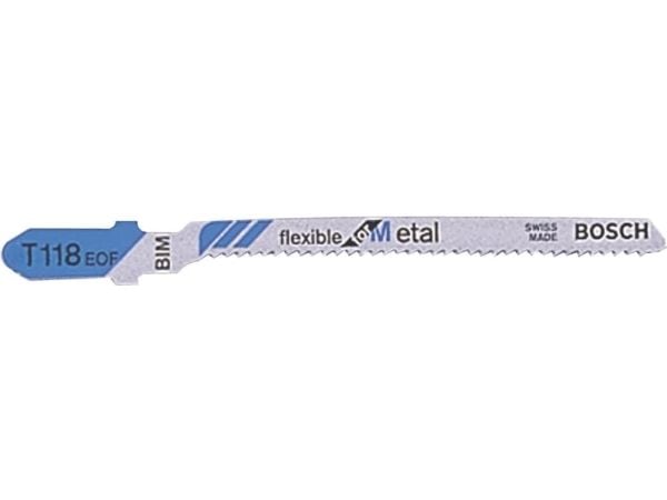 Bosch flexible for Metal T 118 EOF - Bladsett for stikksag - for blikk - 5 deler - T-skaft - lengde: 83 mm