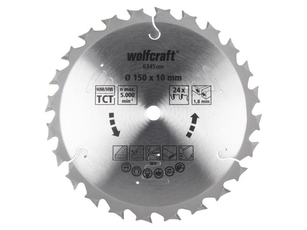 wolfcraft GmbH 6347000, Plast, Stål, Tre, Ikke-jernholdig metall, Tre med spiker, 19 cm, 3 cm, Tungsten Carbide Tipped (TCT), 5000 RPM, 1,8 mm