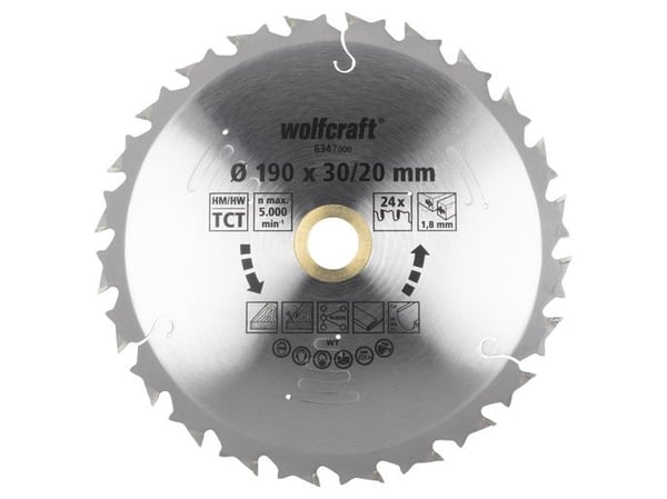 wolfcraft GmbH 6347000, Plast, Stål, Tre, Ikke-jernholdig metall, Tre med spiker, 19 cm, 3 cm, Tungsten Carbide Tipped (TCT), 5000 RPM, 1,8 mm