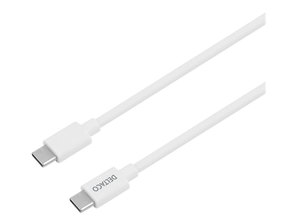 DELTACO USBC-AC146 - Strømadapter - 20 watt - 3 A - PD (USB-C) - på kabel: USB-C - hvit