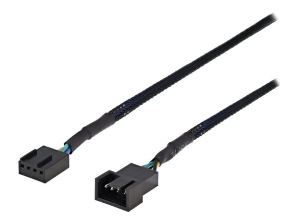 DELTACO - Forlengelseskabel for viftestrømforsyning - 4-stifts viftekontakt (hann) til 4-stifts viftekontakt (hunn) - 60 cm