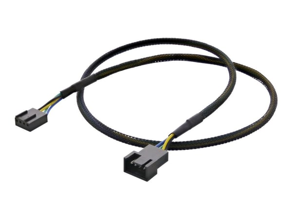 DELTACO - Forlengelseskabel for viftestrømforsyning - 4-stifts viftekontakt (hann) til 4-stifts viftekontakt (hunn) - 60 cm