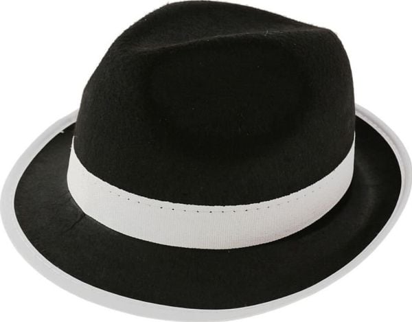 GoDan gangsterhatt med Michael Jackson-design, svart med vit kant - 1 st, universell