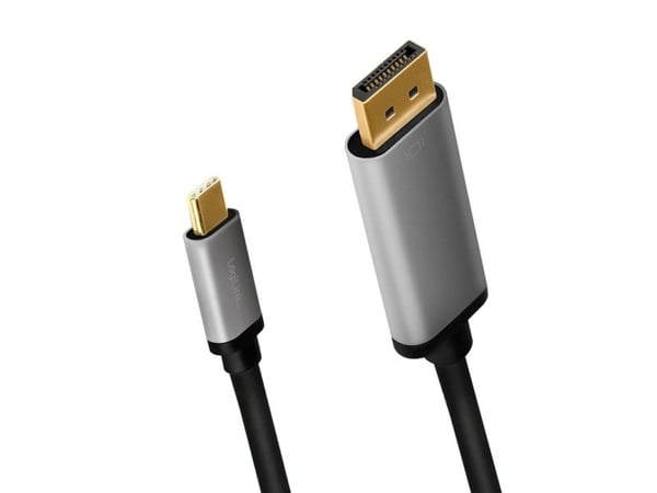 LogiLink CUA0100, DisplayPort, USB 3.2 Gen1 Type-C, 1,8 m, Sort, Grå
