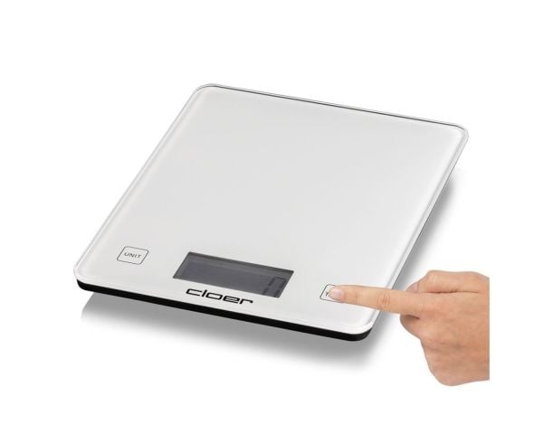 Cloer 6871, Elektronisk kjøkkenvekt, 10 kg, 5 g, Hvit, Glass, Benkeplate