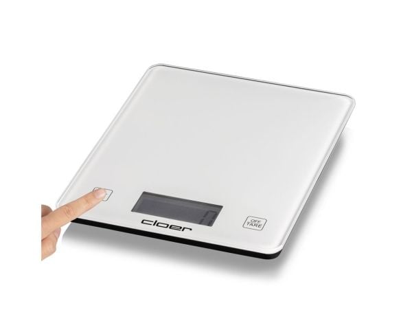 Cloer 6871, Elektronisk kjøkkenvekt, 10 kg, 5 g, Hvit, Glass, Benkeplate