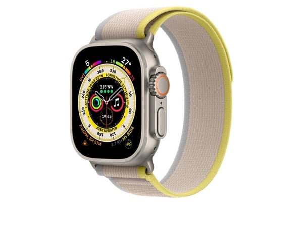 Apple - Sløyfe for smart armbåndsur - 49 mm - S/M-størrelse - gul/beige