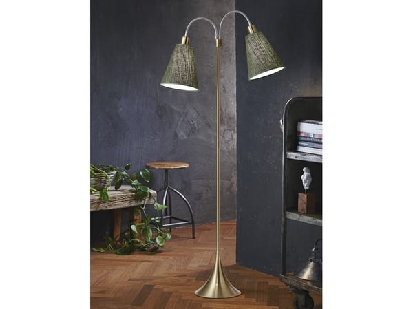 Gulvlampe fotgjenger ekskl. skjermer messing antikk