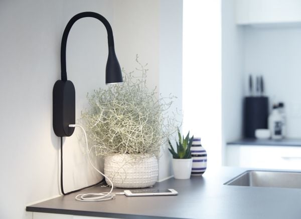 Vägglampa EYE USB LED svart