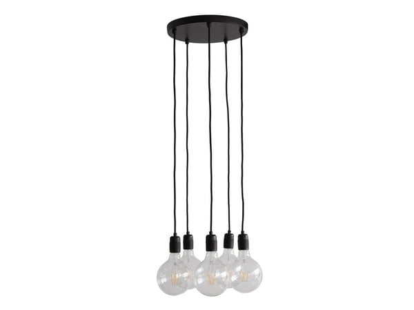 Klyngpendel K9 Ø 30 cm, 5 sokler, sort matt