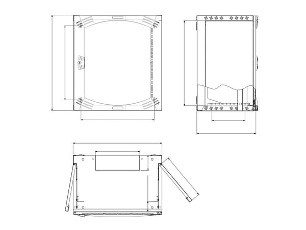 Schneider CaSys OPB NSYOPB6U4F Enclosure with Fixed Rack - Skap - veggmonterbar - RAL 7035, gråpulverbelegg - 6U - 19"