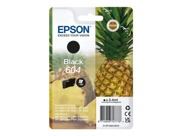 Epson 604 - 3.4 ml - svart - original - blære med RF/lyd-alarm - blekkpatron - for Expression Home XP-2200, 2205, 3200, 3205, 4200, 4205; WorkForce...